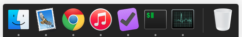 My current Dock. Note that I have the old red iTunes icon from 12.1, because I really can't stand the white one from 12.2. I know that's the future in El Capitan and iOS 9 (it looks reasonable on iOS 9 by the way, I've been using public betas since day one), but I'll just be stubborn this time, without much real cost.
